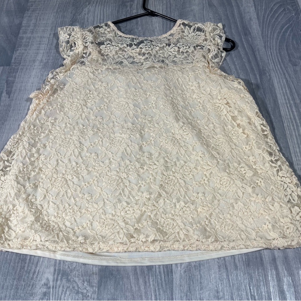 W5 Ivory Cream White Lace Blouse Top; XL; NEW - Picture 7 of 8